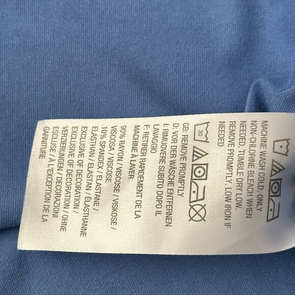 LOGO Lori Goldstein Top Womens Large Blue Sheer Asymmetrical Hem Accents Flowy - Picture 9 of 10